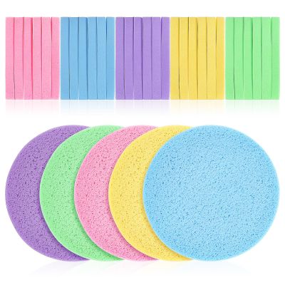 MERRYHAPY 120 Pcs Compressed Facial Sponges Bulk for Makeup Removal and Face Cleaning Lightweight Skin Sponges with High Absorption Travel-friendly Exfoliating Pads in Multiple Colors