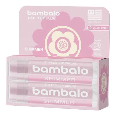 Bambalo Tinted Lip Balm Shimmer 2-Pack - Hydrating Moisturizing Lip Care - Subtle Pearl Glow - Natural Organic Formula - Lightweight Smooth Finish - Made in USA