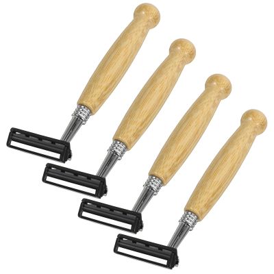 HOOTNEE 4 Pcs Handle Safety Razors for Men and Women Stainless Steel Blades for Close Smooth Shaving Eco-friendly Hair Trimmer and Beard Clipper