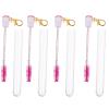 JEWEDECO 4pcs Portable Eyelash Brush Tubes with Keychain Reusable Detachable Mascara Wands for Lash and Brow Makeup Long Rose Red Eyebrow Comb Applicators view 1