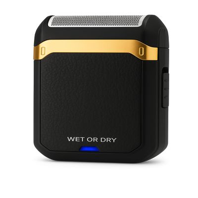 Wet OR Dry Electric Foil Shaver, Black and Gold, Dual Function Cordless Razor with LED Indicator