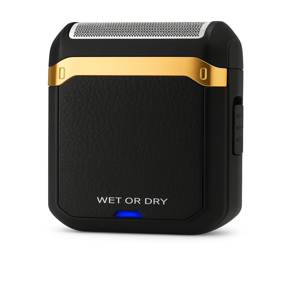 Wet OR Dry Electric Foil Shaver, Black and Gold, Dual Function Cordless Razor with LED Indicator