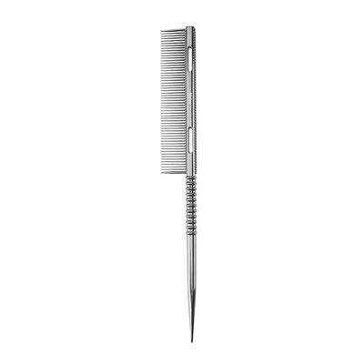 Barber Comb Aluminium Threaded Tail Comb, Suitable For Sectioning, Parting, Styling, And Texturising. Unisex Home And Salon Grooming Accessory
