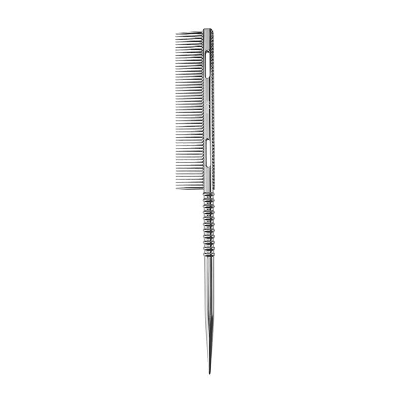 Barber Comb Aluminium Threaded Tail Comb, Suitable For Sectioning, Parting, Styling, And Texturising. Unisex Home And Salon Grooming Accessory