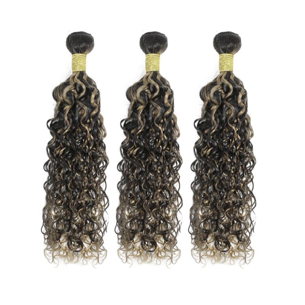 P1B27 Highlight Blonde Human Hair Bundles 20 22 24 Inch Water Wave Bundles