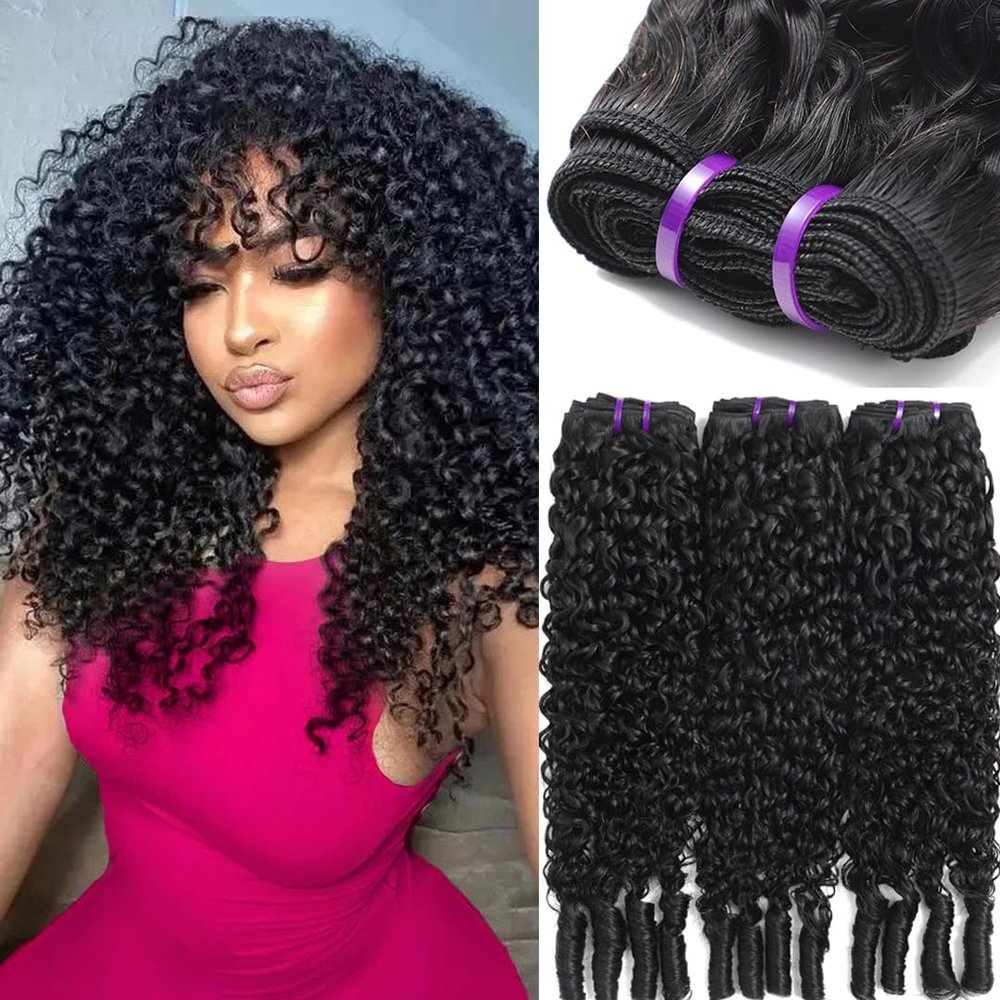 Burmese Curly 3 Bundles Water Wave Human Hair (16 18 20) 100% 12A Unprocessed Virgin Hair Bundles Deals Human Hair Extensions Spiral Curly End 3c4a Quick Weave Hair for Women Natural Black
