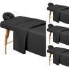 Comfyanno 4 Sets Massage Table Sheets Sets, 3 Pcs Professional Microfiber Massage Bed Sheets, Soft, Light-Weight, Stain & Wrinkle Resistant, Includes Flat & Fitted Sheet, Face Cradle Cover - Black view 1