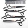 5 kit Japan 440c 7 Black pet Dog Grooming Hair Scissors Cutting Shears Haircut thinning Barber Hairdressing Set view 2
