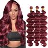 #99J Wine Red Bundles Human Hair Body Wave Bundles 28 28 28 Inch Burgundy Body Wave Bundle Human Hair Extensions Double Weft Unprocessed Brazilian Virgin Hair 3 Bundle 50 Grams Per Bundle view 1