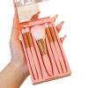 Professional 5-Piece Makeup Brush Set, Apricot Pink Portable Case with Mirror, Soft Bristle Powder Blush Eyeshadow Brushes with Gold Accents view 1