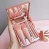 Professional 5-Piece Makeup Brush Set, Apricot Pink Portable Case with Mirror, Soft Bristle Powder Blush Eyeshadow Brushes with Gold Accents view 3