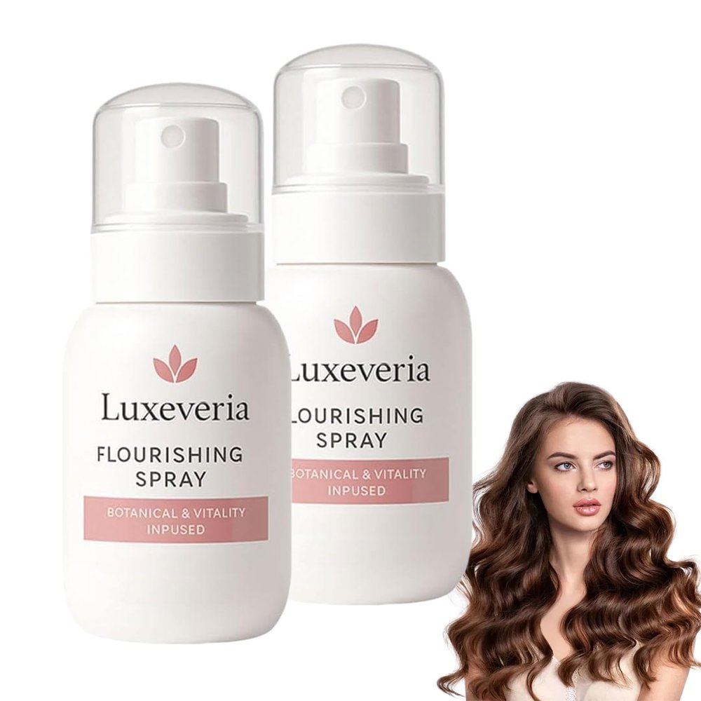 Luxeveria Flourishing Hair & Scalp Spray, Fast Absorbing Treatment for Visibly Thicker & Stronger Hair, Reduces Breakage, Non-Greasy Formula for Men & Women (2 PCS)