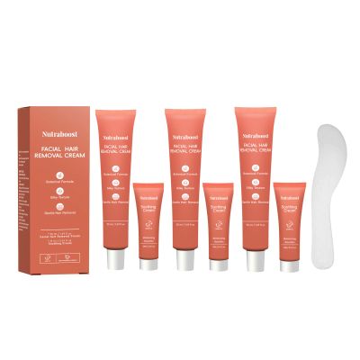 Women's facial hair removal cream,4 Min, 7 Days Smooth suitable for upper lip and chin hair removal, two in one, containing soothing cream, suitable for sensitive skin (3pcs)