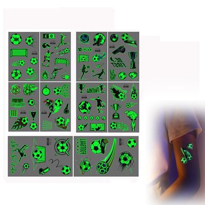 10 Sheets Soccer Temporary Tattoos, Glow in The Dark Sports Tattoo Stickers Pre-Cut for Party Favors, Kids Classroom Rewards, Goodie Bag Stuffers and Birthday Decorations Supplies