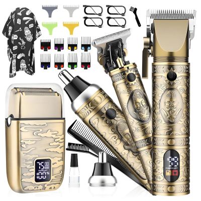 Rirool RNKR 9-in-1 Beard Trimmer for Men w/T-Blade, Foil Shaver, 12 Combs, LCD, USB-C, Travel Case - Cordless Grooming Kit
