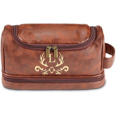 2025 Personlized Christmas Gifts for Mens, Large Toiletry Bag Engraved Initials Travel Bags for Men, Waterproof Leather Shaving Bags with 1 Keychain, Birthday Gifts for Husband, Boyfriend, Traveler