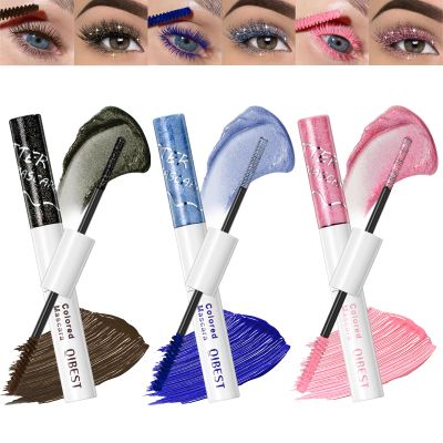 3 Colors Double-Ended Glitter Mascara for Eyelashes, Waterproof Mascara Black Blue Pink Charming Long Lasting Voluminous Eye Makeup Party Day Gifts for Women