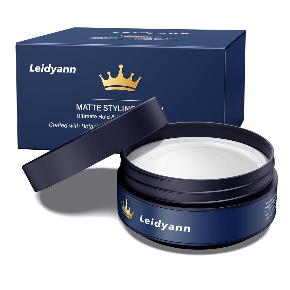 Leidyann Hair Clay for Men, Strong Hold Matte Finish Natural Hair Cream & Pomade, All-Day Hair Styling Paste for Men, Non-Greasy, Made with Natural Ingredients, Perfect for Textured & Thick Hair