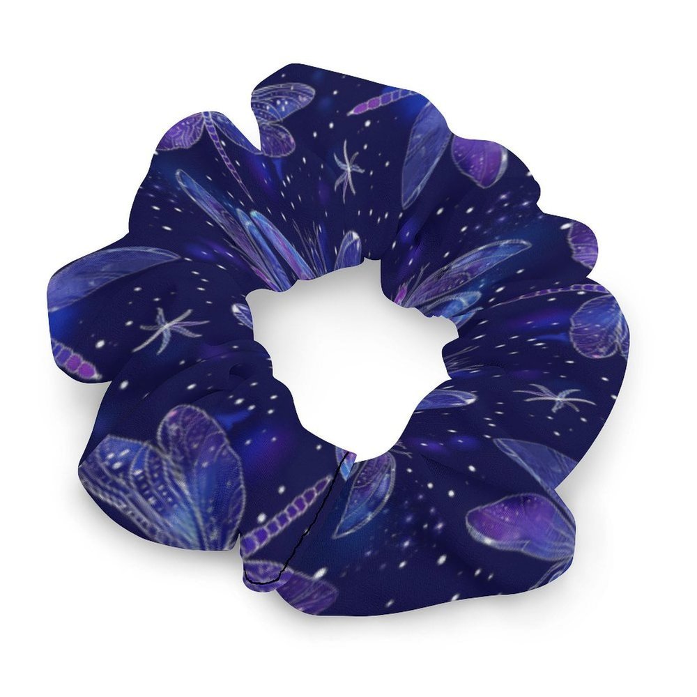 BSUYGET Glitter Neon Purple Dragonfl Dragonflies Hair Scrunchies for Women Elastic Hair Bands Fashion Ponytail Ties Rope Headwear Accessories