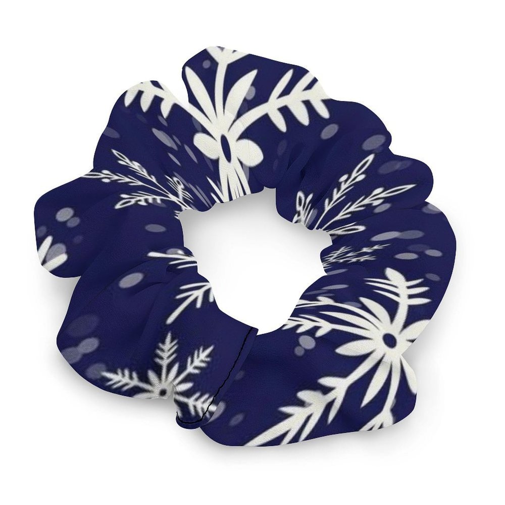BSUYGET Winter Navy Snowflakes Christmas Hair Scrunchies for Women Elastic Hair Bands Fashion Ponytail Ties Rope Headwear Accessories