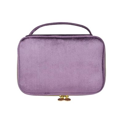 1 Pcs Large Portable Cosmetic Bag,Cute Travel Makeup Bag Velvet Travel Cosmetic Bags Makeup Brushes Accessories For Woman Men-Purple