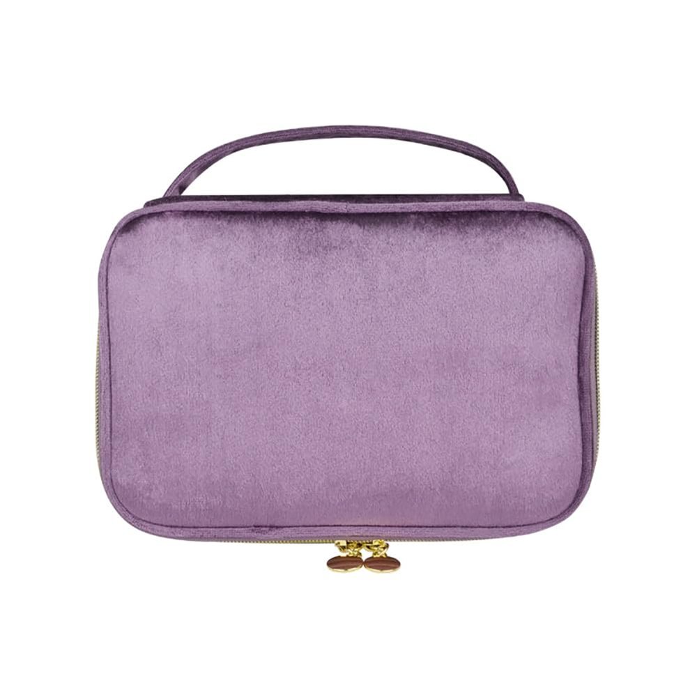 1 Pcs Large Portable Cosmetic Bag,Cute Travel Makeup Bag Velvet Travel Cosmetic Bags Makeup Brushes Accessories For Woman Men-Purple