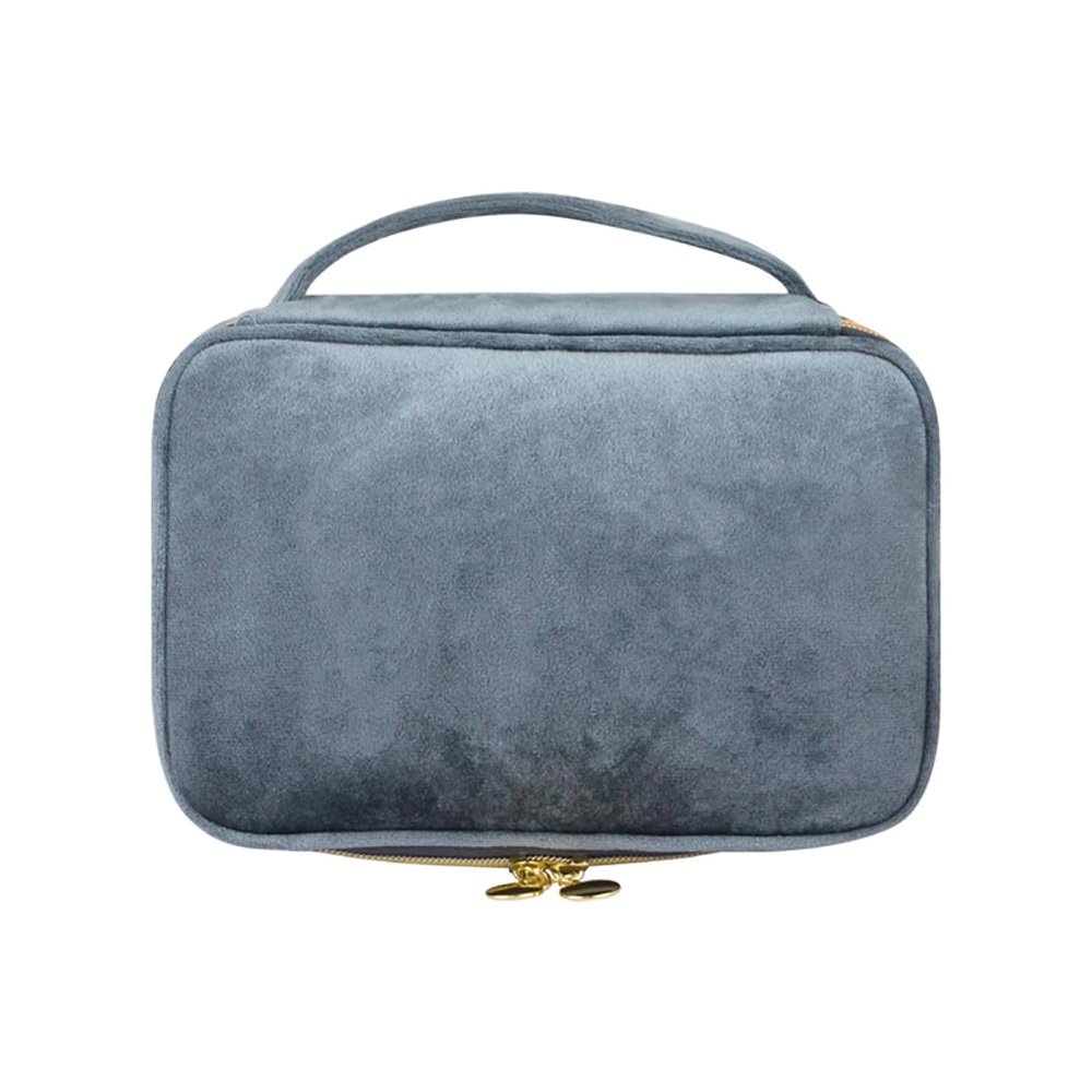 1 Pcs Large Portable Cosmetic Bag,Cute Travel Makeup Bag Velvet Travel Cosmetic Bags Makeup Brushes Accessories For Woman Men-Dark Gray