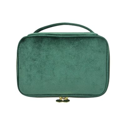 1 Pcs Large Portable Cosmetic Bag,Cute Travel Makeup Bag Velvet Travel Cosmetic Bags Makeup Brushes Accessories For Woman Men-Green