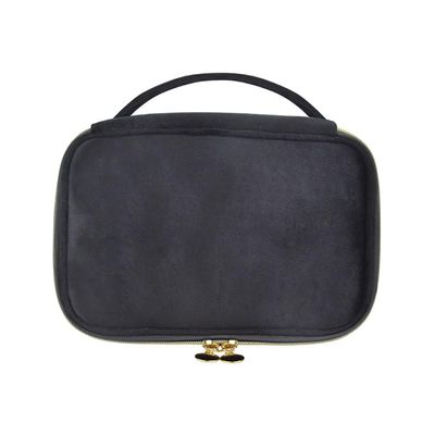 1 Pcs Large Portable Cosmetic Bag,Cute Travel Makeup Bag Velvet Travel Cosmetic Bags Makeup Brushes Accessories For Woman Men-Black