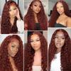 #33 Reddish Bundles Auburn Brown Deep Wave Bundles Human Hair 30 32 34 Inch Brazilian Virgin Remy Hair Copper Red 3 Bundle Human Hair Extensions 50 Gram Per Bundle view 2