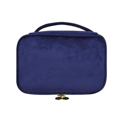 1 Pcs Large Portable Cosmetic Bag,Cute Travel Makeup Bag Velvet Travel Cosmetic Bags Makeup Brushes Accessories For Woman Men-Royal Blue