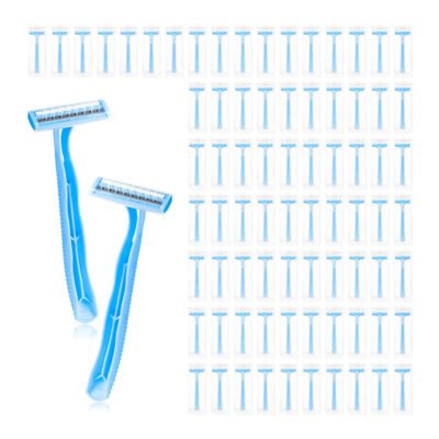 Lomgwumy Disposable Razors, Double-edged, Light Blue (150-PACK)