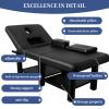 Stationary Massage Table, Folding Treatment Table with Adjustable Backrest, Metal Frame PU Leather Physical Therapy Table for Spa Treatment, Salon, Physical Therapy, Facial (Black, 31.5'' W  75'' L) view 2
