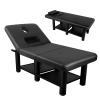 Stationary Massage Table, Folding Treatment Table with Adjustable Backrest, Metal Frame PU Leather Physical Therapy Table for Spa Treatment, Salon, Physical Therapy, Facial (Black, 31.5'' W  75'' L) view 3