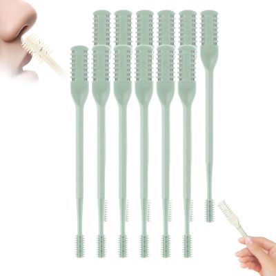 2-in-1 Nasal Hair Cutter, 360 Rotating Double Sided Nose Hair Removal Tool Mini Noses Hairs Removers Tools Nose Hair Clipper with Ear Picker for Women and Men (Green, 12pcs)