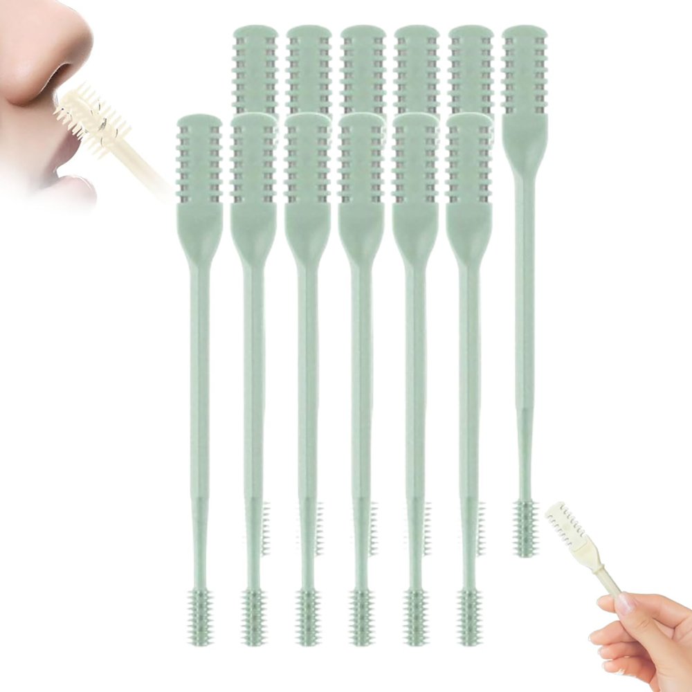 2-in-1 Nasal Hair Cutter, 360 Rotating Double Sided Nose Hair Removal Tool Mini Noses Hairs Removers Tools Nose Hair Clipper with Ear Picker for Women and Men (Green, 12pcs)