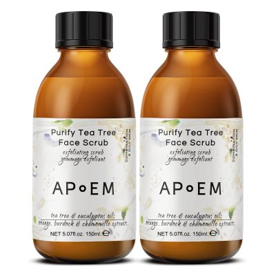 APoEM Purify Tea Tree Face Scrub 2-Pack (2150ml)  Gentle Exfoliating Facial Scrub for Blackhead Removal, Dark Spot Reduction & Pore Cleansing | Brightening, Oil Control | Natural Botanical Skincare