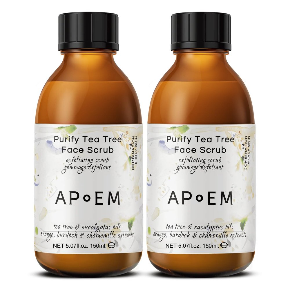 APoEM Purify Tea Tree Face Scrub 2-Pack (2150ml)  Gentle Exfoliating Facial Scrub for Blackhead Removal, Dark Spot Reduction & Pore Cleansing | Brightening, Oil Control | Natural Botanical Skincare