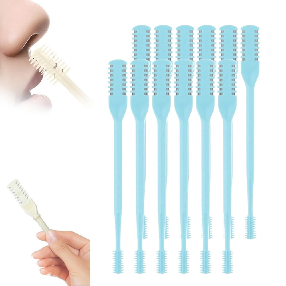 2-in-1 Nasal Hair Cutter, 360 Rotating Double Sided Nose Hair Removal Tool Mini Noses Hairs Removers Tools Nose Hair Clipper with Ear Picker for Women and Men (Blue, 12pcs)