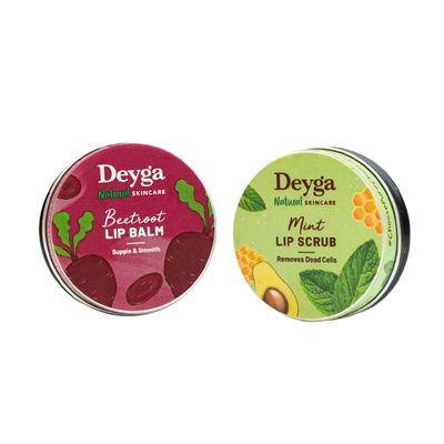 Soft Lip Combo - Beetroot Lip Balm + Mint Lip Scrub for Soft & Supple Lips, (1 count)