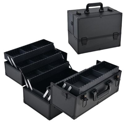 APSEQR Makeup Bag Cosmetic Case, Portable Cosmetic Box Multi-Layer Professional Makeup Organizer with Aluminum Frame, Dividers, Drawer, Lockable, Spacious for Beauty Professionals and