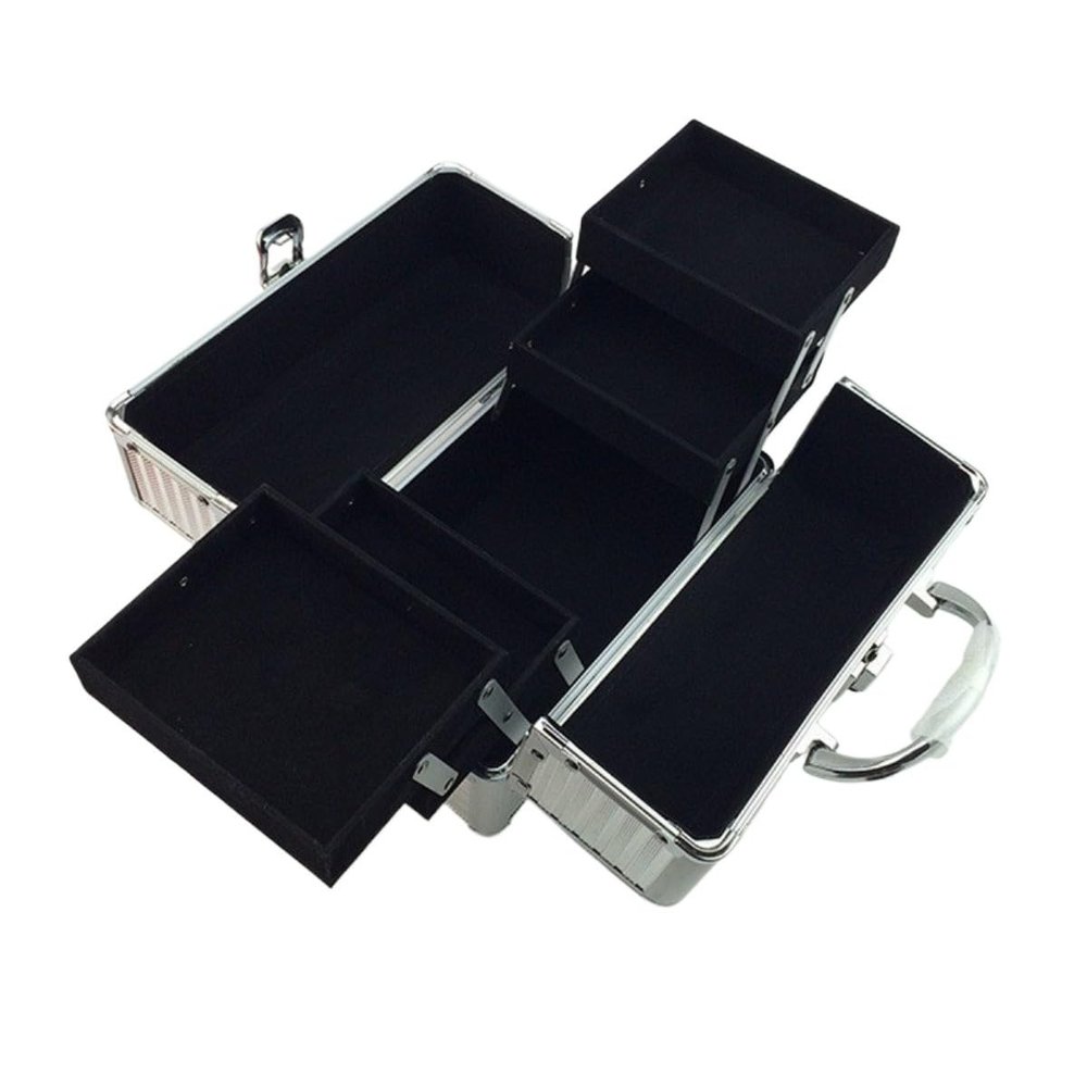 APSEQR Makeup Bag Cosmetic Case, Portable Cosmetic Box, Professional Makeup Organizer with Aluminium Frame, Multi Level Trays, Lockable Drawer, Spacious for Artists and Travelers