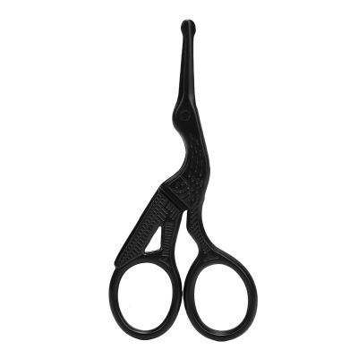 TARSHYRY Nose Hair Scissors, Stainless Steel Black Cranes Shaped Rounded Tip Scissor for Trimming Eyebrows Eyelashes and Facial Hair, with Protective Design (Crane Shaped Rounded Tip Scissors)