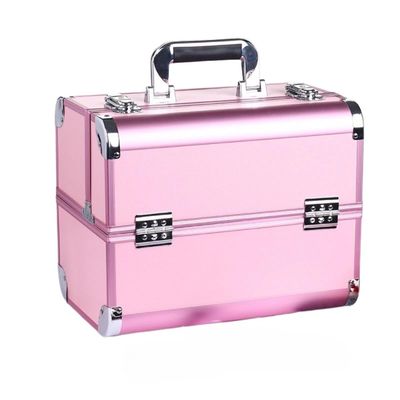 APSEQR Makeup Bag Cosmetic Case Portable Makeup Organizer with Aluminium Frame, Dividers, Drawer, Lockable, Heavy Duty, Travel Size for Cosmetologists, Nail Techs, Beauty Professionals