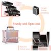 APSEQR makeup bag cosmetic case, portable cosmetic box Multi Layer Professional Makeup Organizer Case with Aluminium Frame, Lockable Drawer, Extendable Trays for Beauty Professionals, view 4