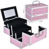 APSEQR Makeup Bag Cosmetic Case Portable Cosmetic Box with Aluminium Frame, Lockable, Tiered Trays, Built in Mirror, Spacious Storage for Cosmetologists and Makeup Artists view 2