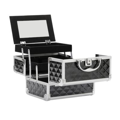 APSEQR Makeup Bag Cosmetic Case, Portable Cosmetic Box Multi Layer Makeup Organizer with Aluminium Frame, Dividers, Lockable Drawer, Mirror for Professionals and Beauty Enthusiasts