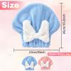 2 Pack Ultra Absorbent Hair Quick Drying Towel for Women, New Microfiber Hair Towel Wrap Dry Turban, Soft Bow Tie Plopping Head Towels Shower Cap for All Hair Style (Blue and Pink) view 2