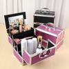 APSEQR Makeup Bag Cosmetic Case Professional Makeup Organizer Case with Aluminium Frame, Lockable, Multi Layer Storage, Extendable Trays Ideal for Cosmetologists Artists (White, 23x17x17cm) view 3