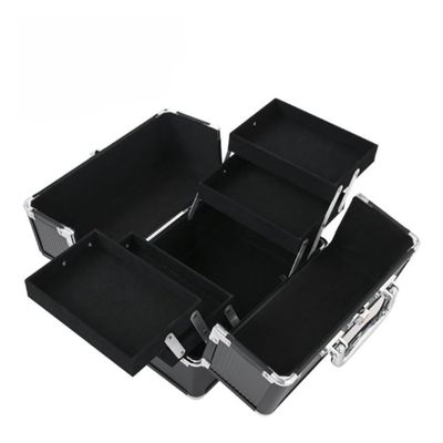APSEQR Makeup Bag Cosmetic Case, Portable Cosmetic Box Aluminum Frame Professional Makeup Organizer With Drawers, Lockable Multi-Layer Storage Compartment for Beauty Professionals, Travelers